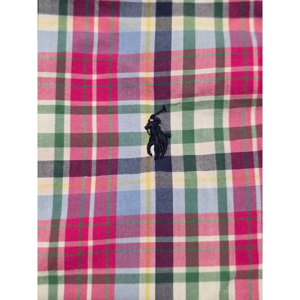 Ralph Lauren Polo Shirt Boys 7 Plaid Short Sleeve